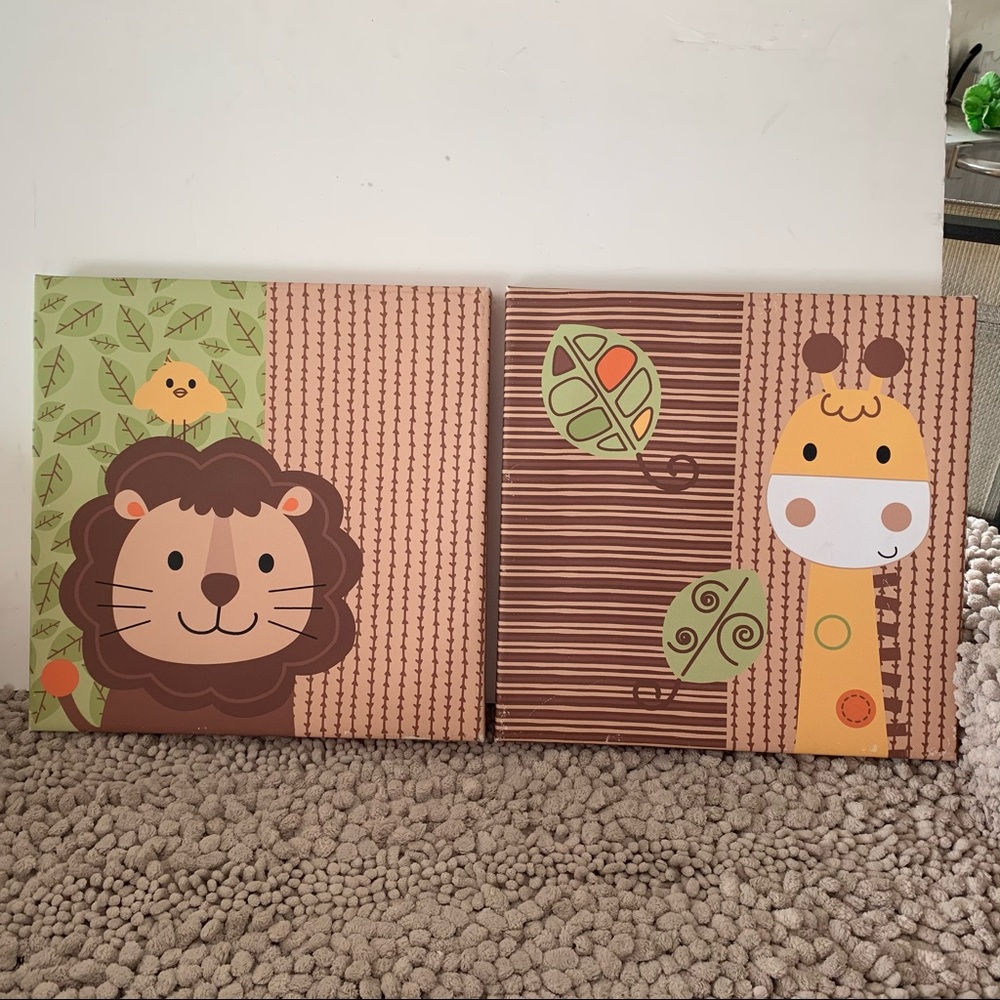 Lion and giraffe Canvas pictures for kids room